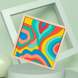 Children Rainbow Wooden Blocks Board Game Wooden Toys Montessori Parish Color Cognitive 3D Constructor Sensory Game Toy For Kids