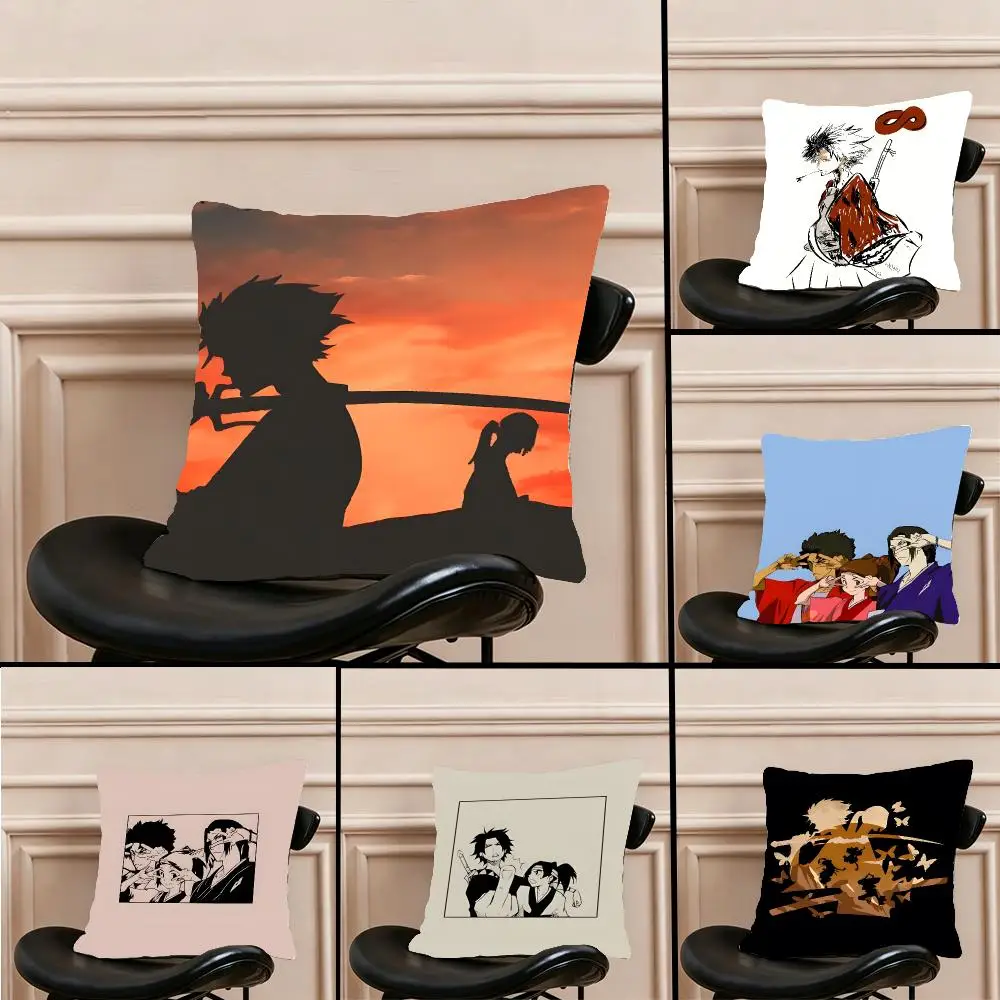 Anime Samurai Samurai Champloo Cushion Cover Warm coral fleece Cute kawaii plush Kawaii mascot throw