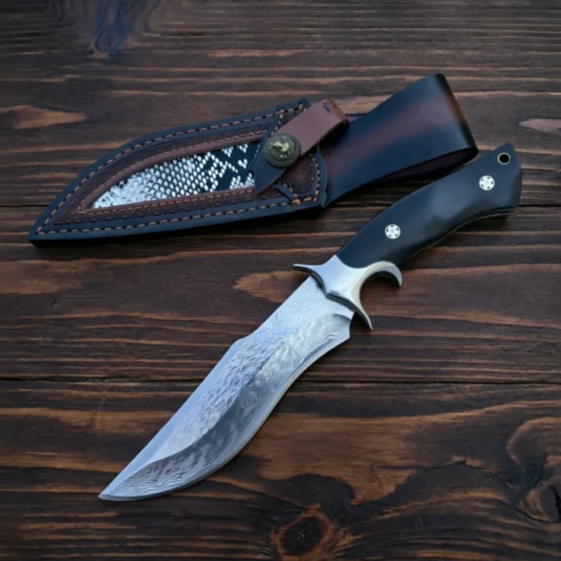 Damascus steel high hardness integrated spinal camping and f