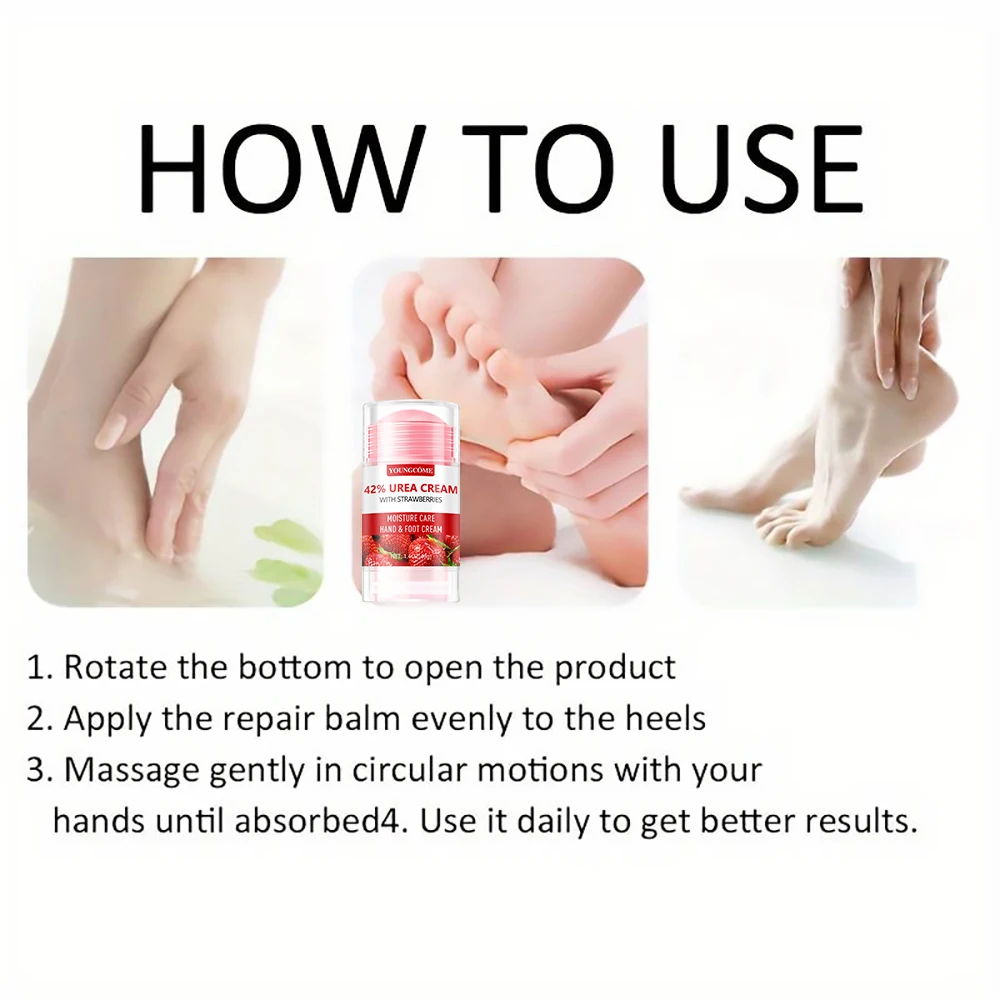Creme de ureia morango mão pés creme evitar secura rachaduras das mãos e dos pés hidrata profundamente esfolia calmante cuidados com a pele