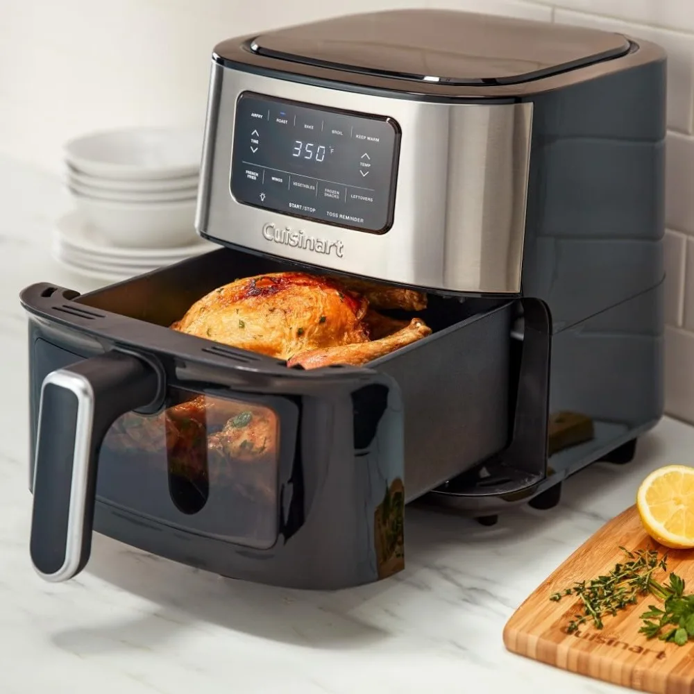 6-Qt Basket Air Fryer Oven that Roasts, Bakes, Broils & Air Frys Quick & Easy Meals - Digital Display with 5 Presets