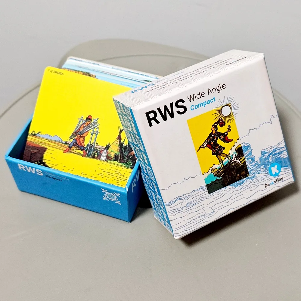 RWS Wide Angle Tarot, 7*7cm Compact Edition 78 Pcs Cards + 2 Specials Frame Cards Double-embossed in Two-piece Rigid Box