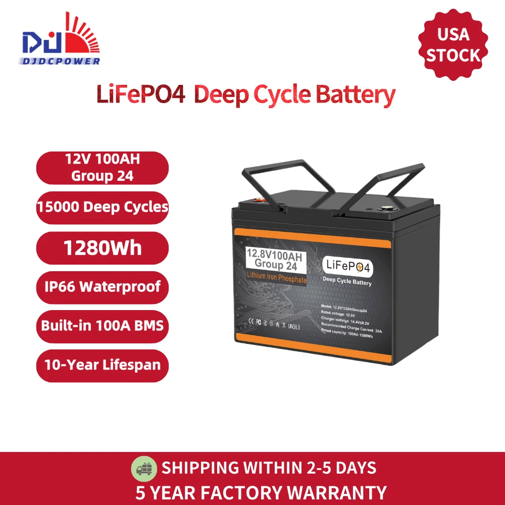 

DONGHOT G24 LiFePO4 Lithium Battery 12V 100Ah LiFePO4 Battery Lithium Iron Phosphate Rechargeable Battery For Trolling Motor