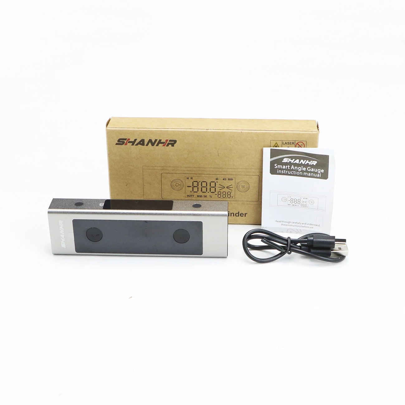 SHAHE Protractor Angle Measure Laser Ruler with Bi-directional Red Light Marking Dual-Screen Angle Finder