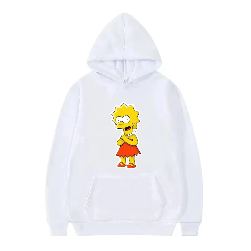 ديزني ذا سمبسنز نمط امرأة بيضاء الربيع موضة الصوف ملابس علوية فضفاضة البلوفرات السيدات رخيصة هوديس الرجال بلوزات #1