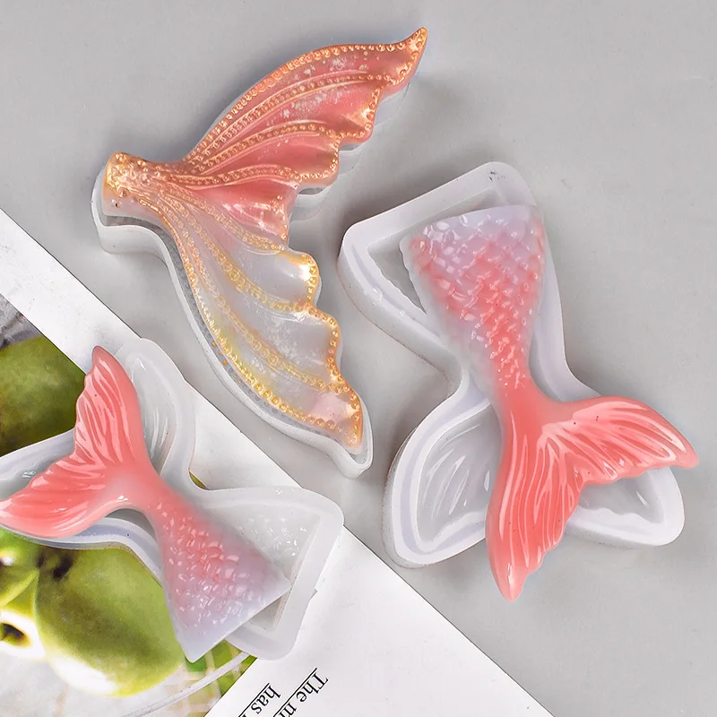 1 Piece Cartoon Fish tail Diy Epoxy Resin Molds Mermaid Fondant Cake Mould For Craft Decoration Mould