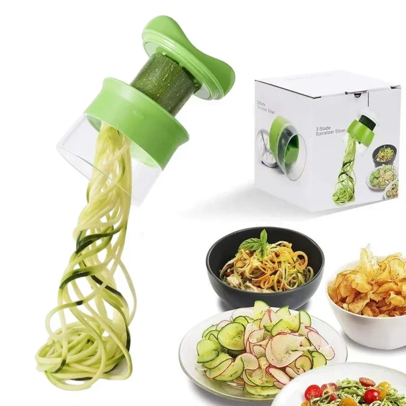 Handheld Spiralizer Vegetable Fruit Slicer Adjustable Spiral Grater Cutter Salad Tools Rotary Grater Kitchen Accessories