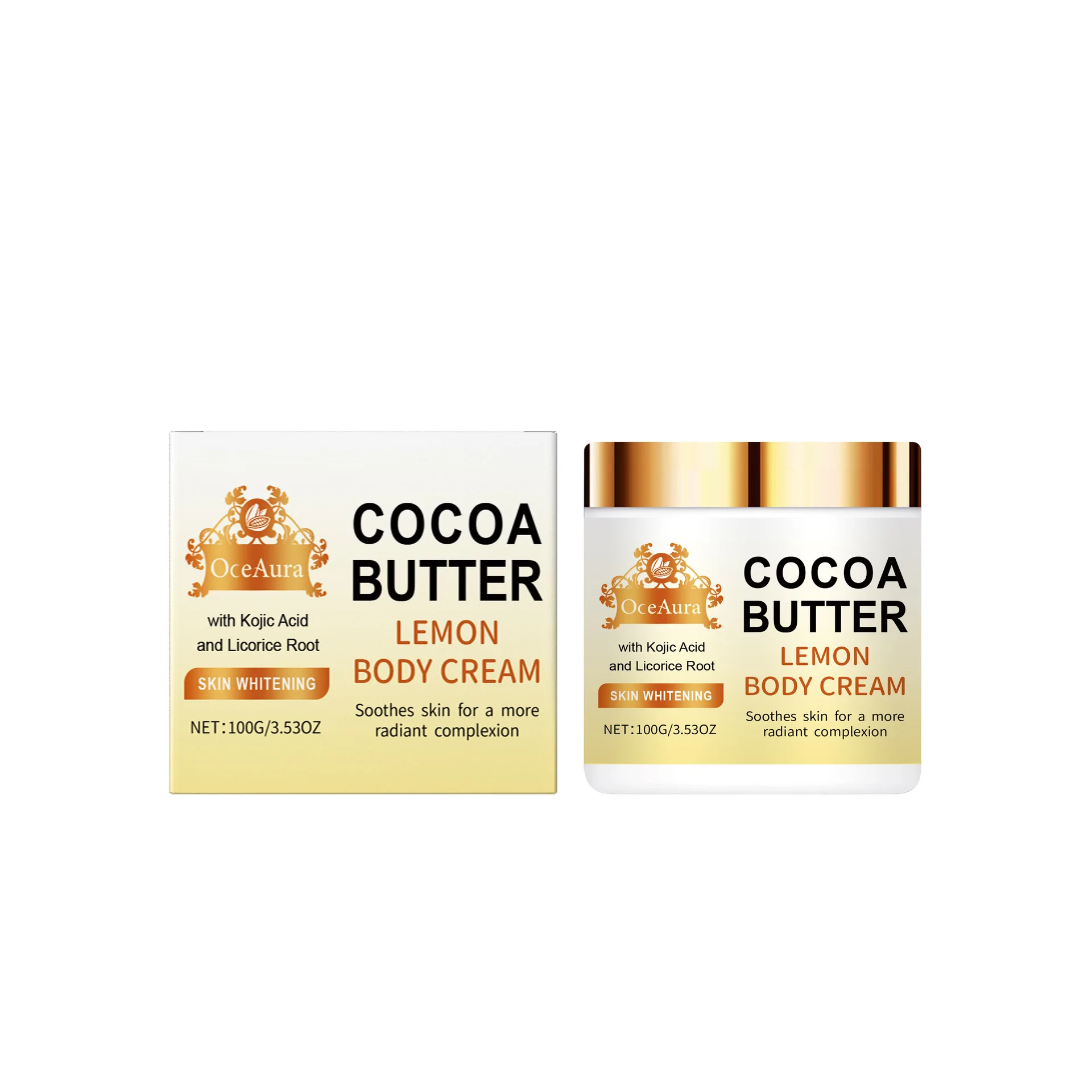 OceAura Crema Corporal Mantequilla De Cacao Limón 100ml Hidratante Reafirmante Ligero No Graso