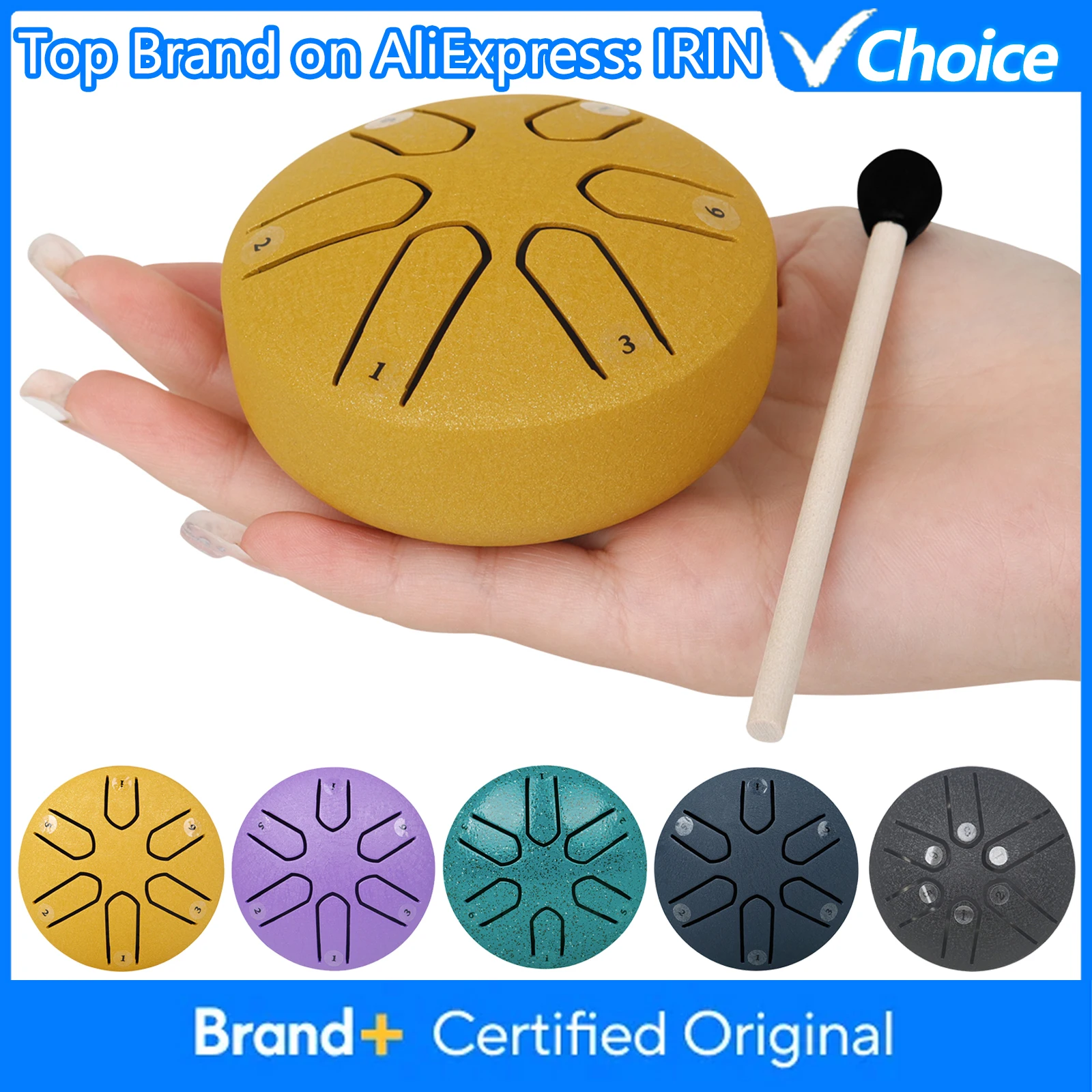 Tambor de lengua de acero de 3 pulgadas, Mini tambores de mano de 6 tonos con baquetas, instrumentos musicales de percusión, artículos de regalo, accesorios de tambor