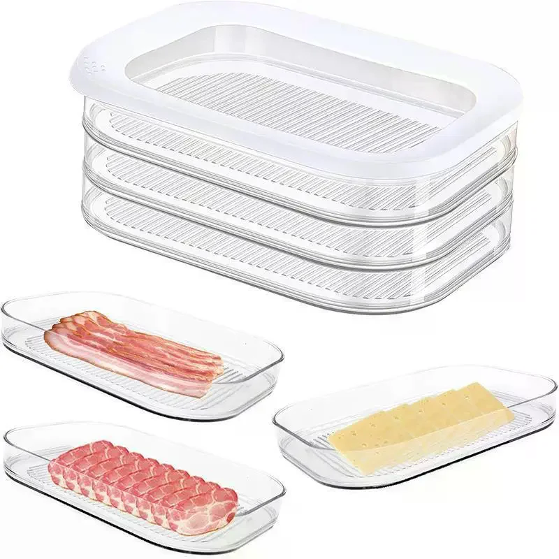 

Refrigerator Storage Boxes With Lid Plastic Fresh Keeping Box Kitchen Scallions Cilantro Meat Bacon Sealed Container