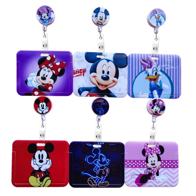 Disney Mickey Minnie Card Holder Retractable Badge Reel Clip Horizontal Business Badge Cardholds Doctors Nurses Hang credencial