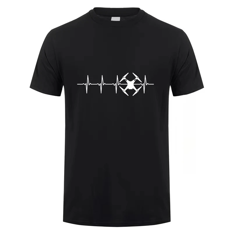 2026 New Heartbeat Drone T Shirt Men O-neck Hip-hop Camiseta Cotton Drone Pilot T-shirts Mans Clothing Gi