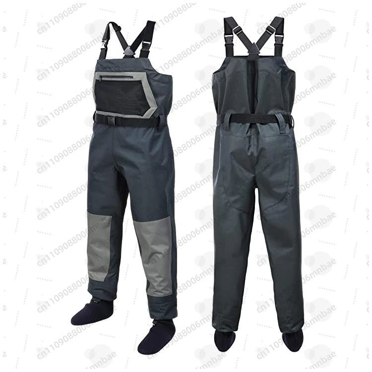 Unisex 3 Layer Breathable Waders Fly Fishing Chest Waders with 4mm Stocking Foots Fullbody Suit Chest Waterproof Hunting Wader