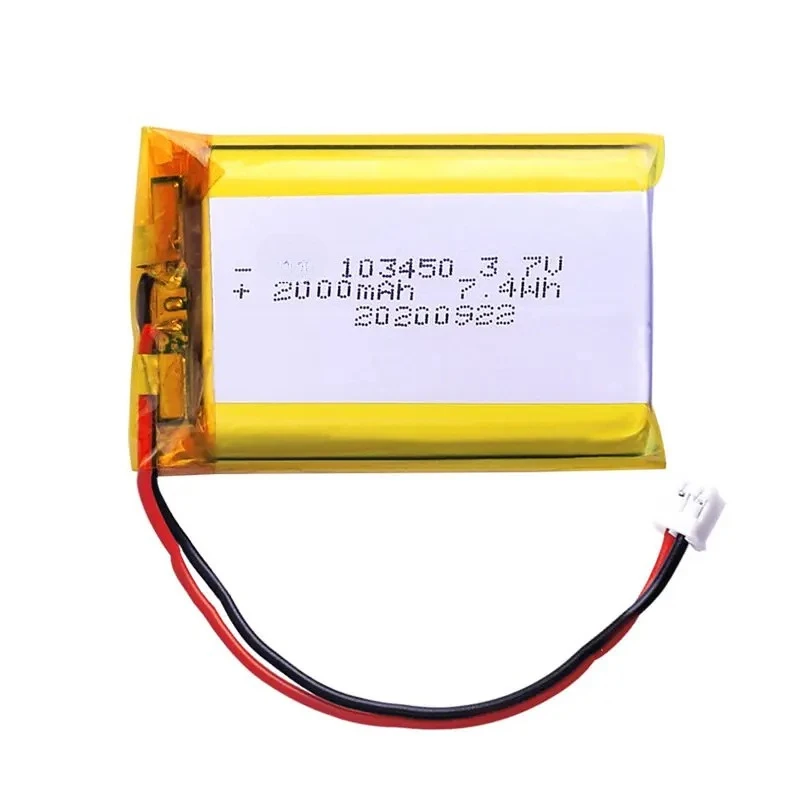 

Polymer 103450 2000mah lithium battery Available equipment Cosmetic mirror Massager, battery