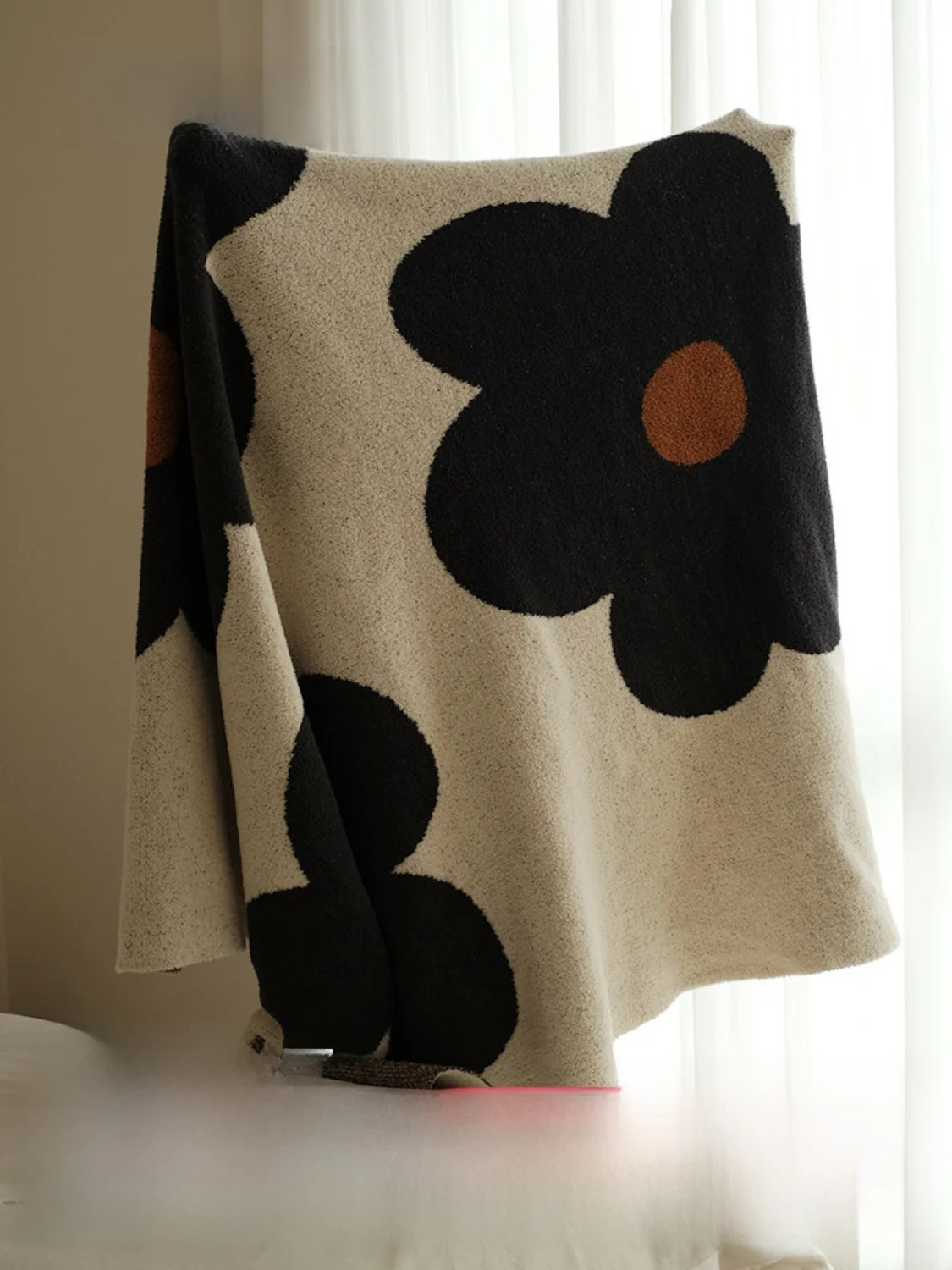 

Плед-покрывало для дивана и офиса, теплый вязаный плед с растительным узором, класс А, для дома и отдыха