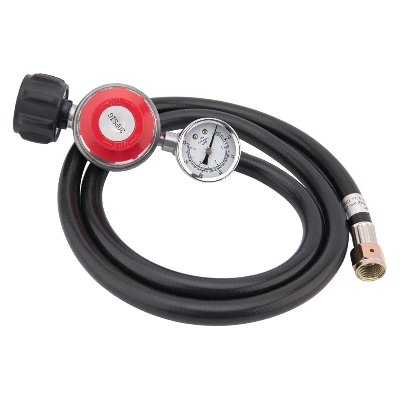 2024 New Propane High Pressure Gas Regulator Hose Connector with Gauge for Home Kitchens