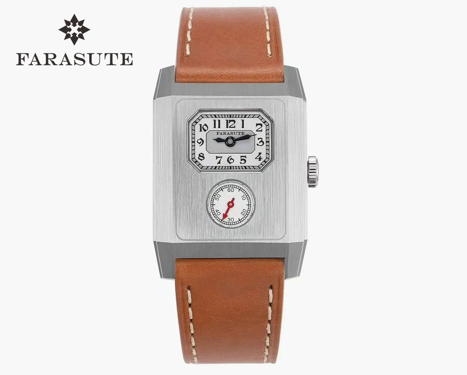 FARASUTE 2024 Original Series Square Men's Automatic Mechanical Watch Small Second Hand Silver Dial Pilot Mechanical Men's Watch