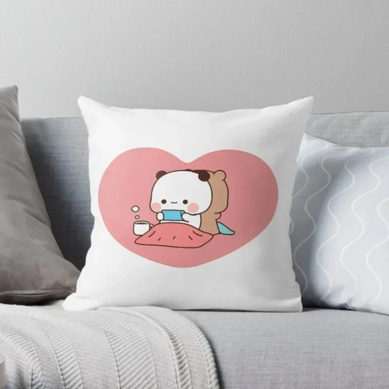 팬더 곰 포옹 Bubu duda 떡 복숭아 고양이 던지기 베개 침실 소파 애니메이션 침대 패션 베개 커버 베개 커버 45*45