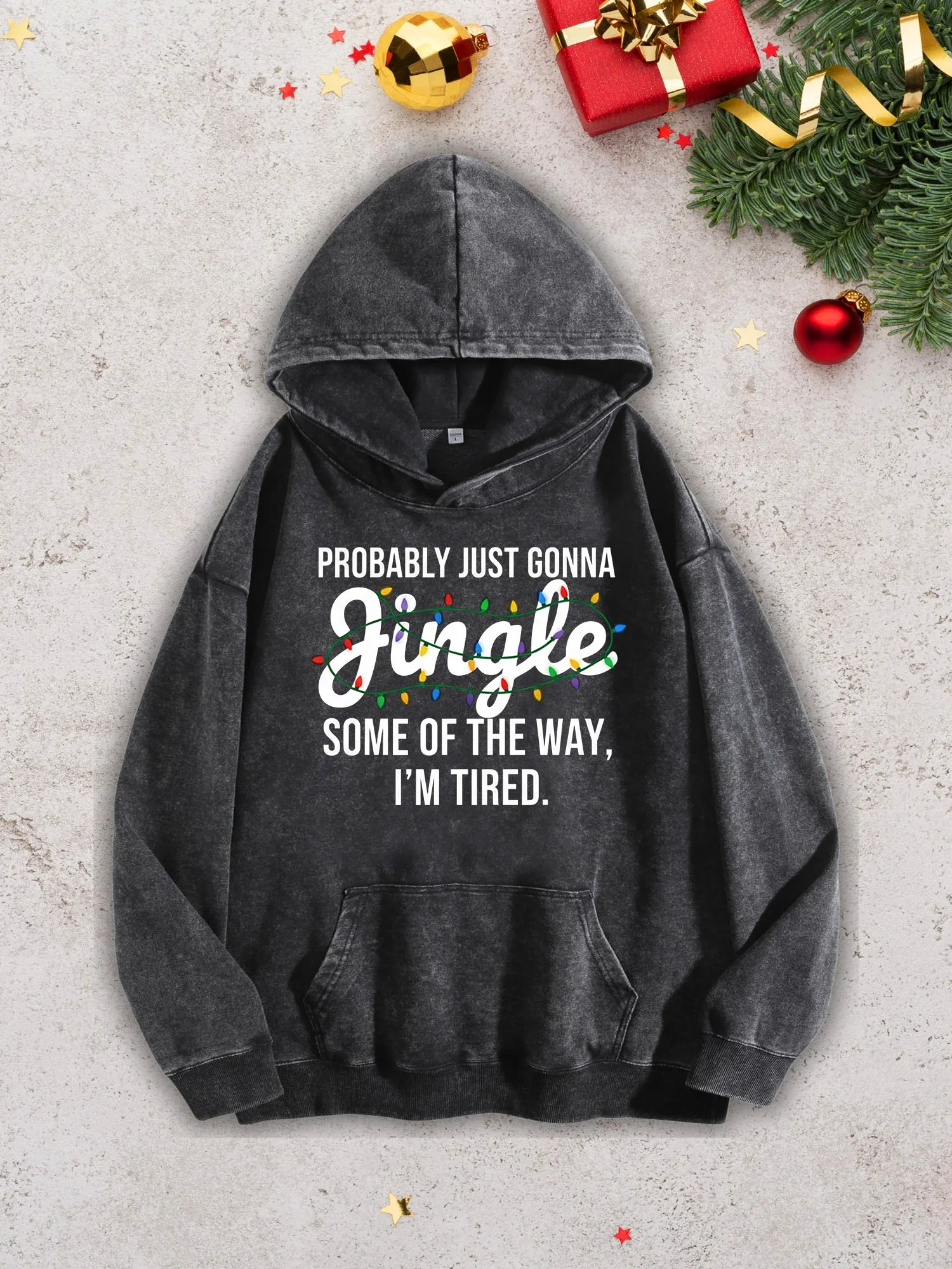 

Мужская тяжелая толстовка с забавным рождественским джинглем — черный пуловер в стиле ретро Acid Wash, осенне-зимняя толстовка 400 галлонов в стиле ретро