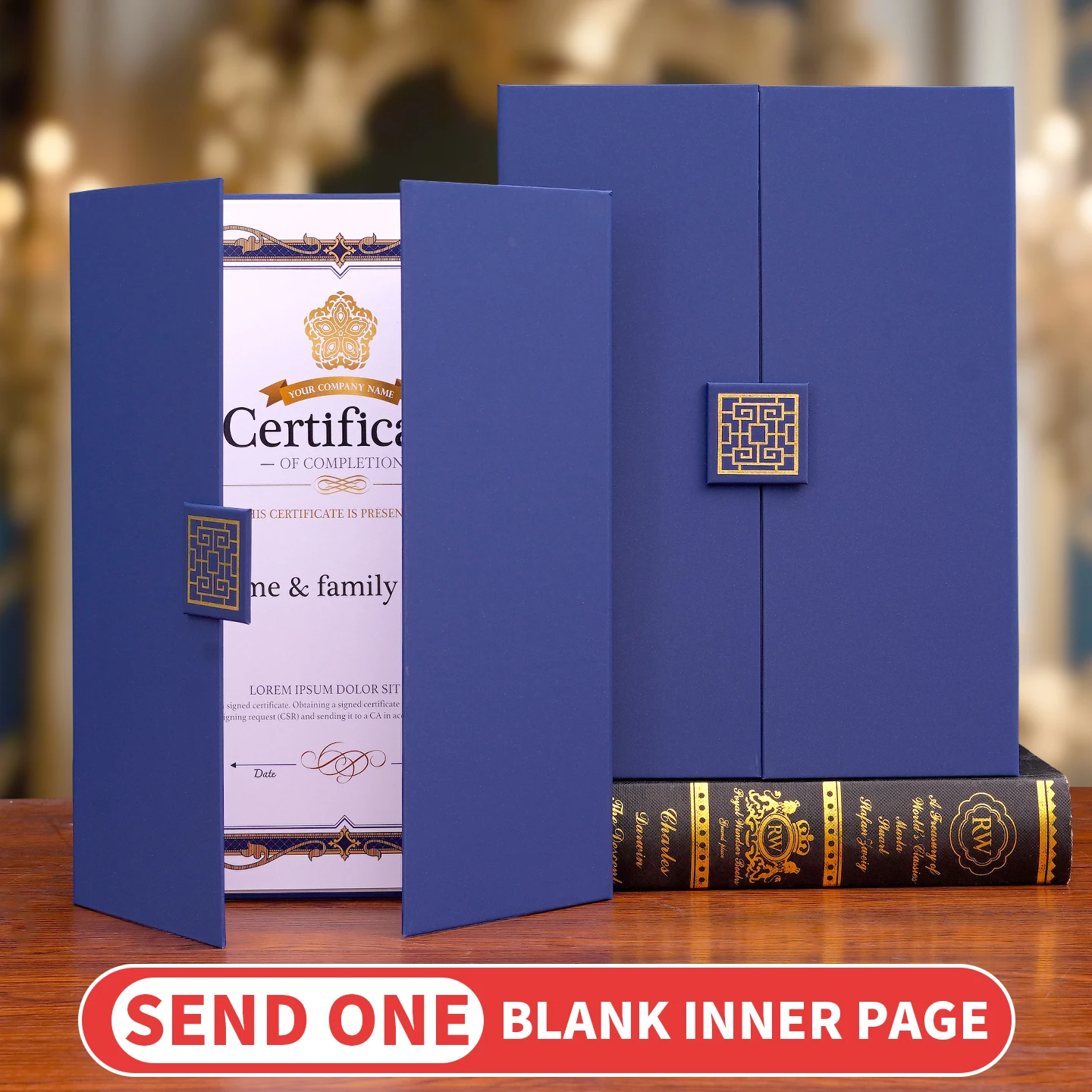 Protège-certificat A4 bleu, Étui de protection pour documents de récompense, pour lettres de nomination, reconnaissance des employés exceptionnels