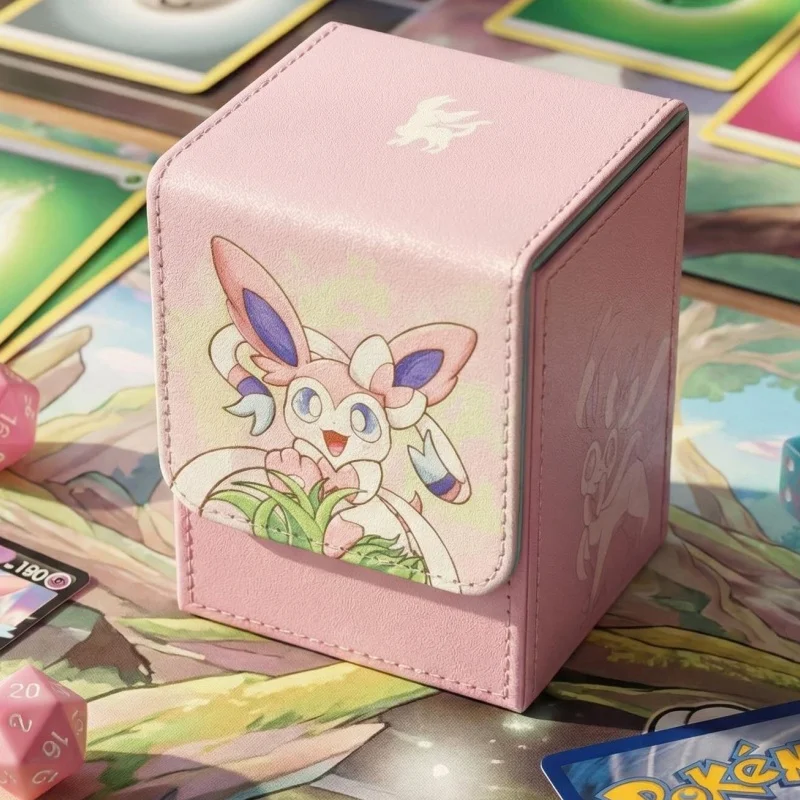 

New PTCG Sylveon Themed Magnetic Leather Board Game Card Box Umbreon OPCG DTCG Universal Game Collection Card Storage Box Toy