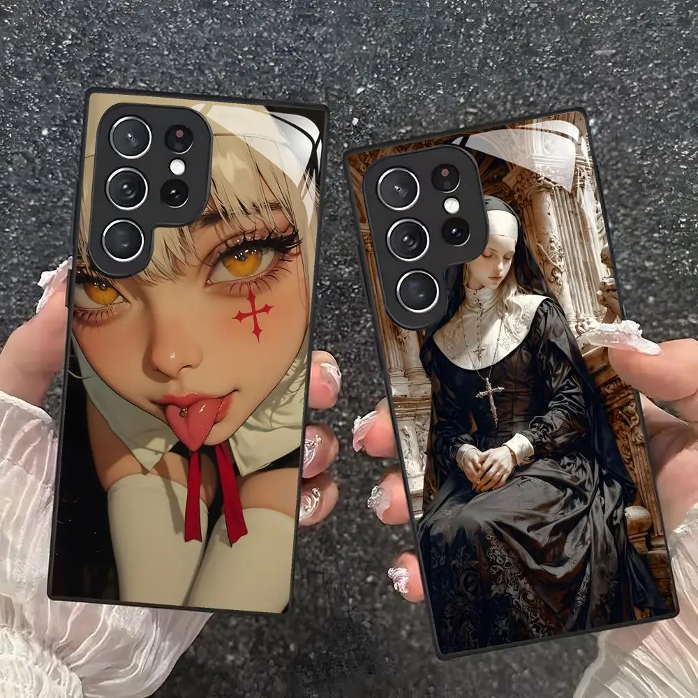 Pretty nun Phone Case For Samsung S26 S25 S24 S23 S22 S21 S20 Plus Ultra Note20 Tempered Glass Case