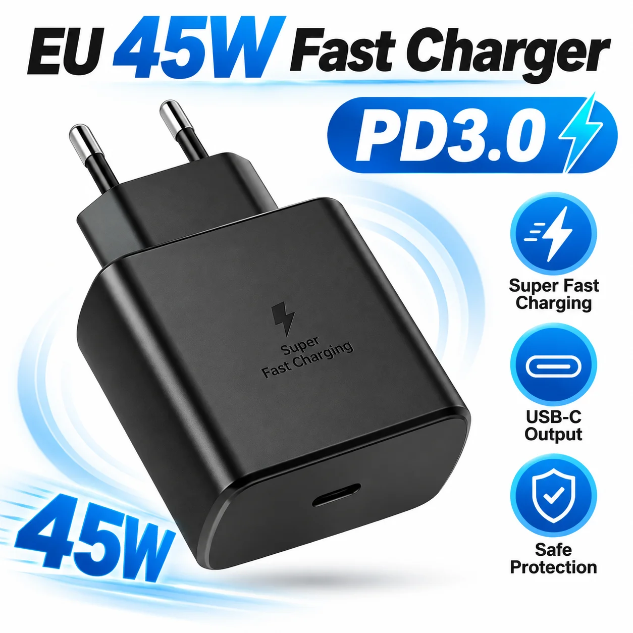 45W PD Super Fast Charger USB C 5A Type C Data Cable for Samsung Galaxy S24 S23 S22 S21 Ultra Plus Note10 A54 A34