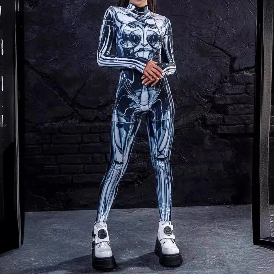 

Unisex New 3D Armor Mech Bodysuit Punk 3D Printed Steampunk Armor Jumpsuit Halloween Party Cosplay Costume Carnival Romper