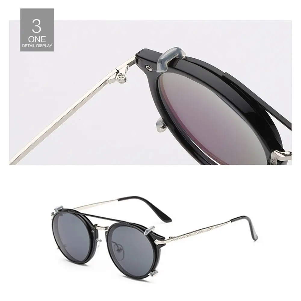 Korean Double Layer Steampunk Flip-Up Sunglasses Two Usage Flip Cover Computer Eyeglasses Black Shades Glasses Punk Eyeglasses