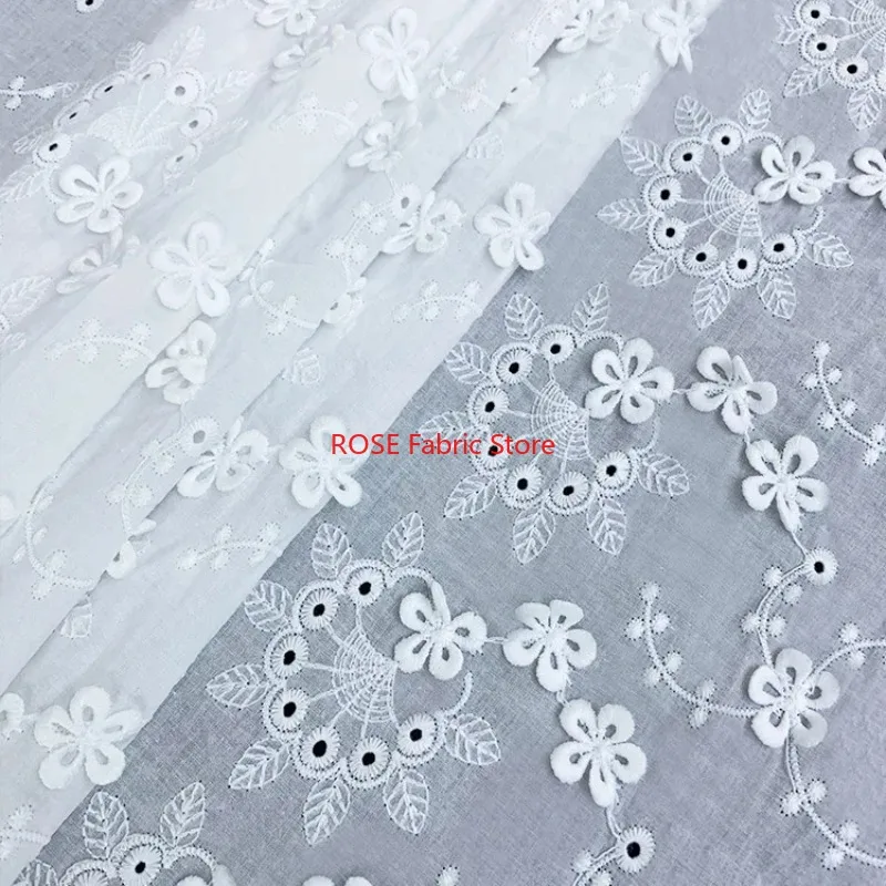 3D Flower Embroidered Cloth Fabric for  Bridal Dress, Summer Dress, skirt, tops, tabletop, Curtains