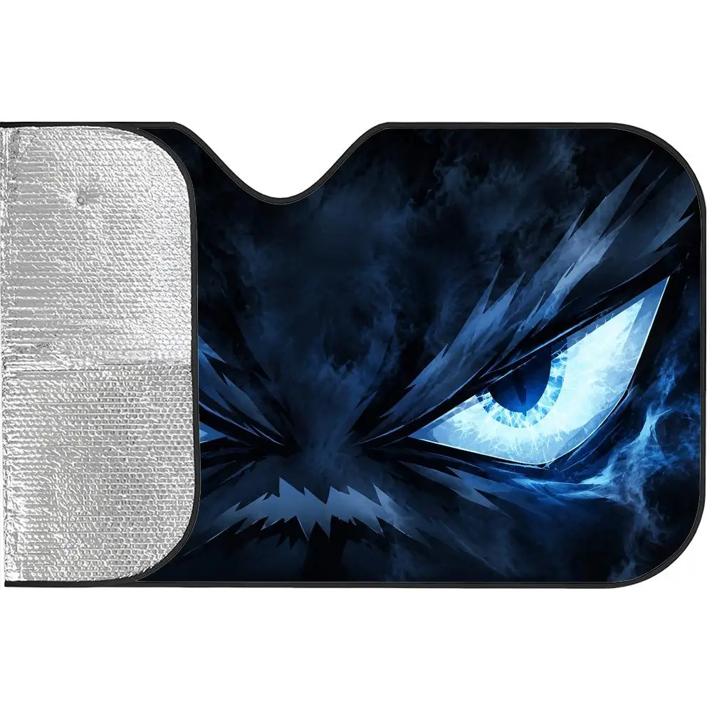 Azure-blue lightning beast Sun Visor Portable Car Front Windshield Sun Curtain Heat Insulation Auto Sun Protection Accessory