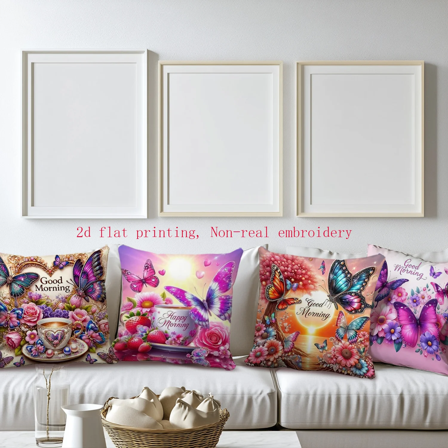 2D Flat - Un juego  4 piezas con diseños impresas en 2D, perfecto para un estilo floral romántico en primavera. Los colores br