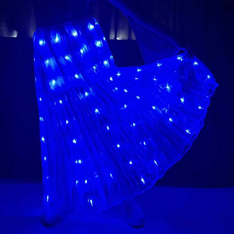 Traje de danza del vientre LED para mujer, ropa iluminada para fiesta, falda larga, vestido de boda, puesta en escena, club nocturno, Ropa de baile LED Tron