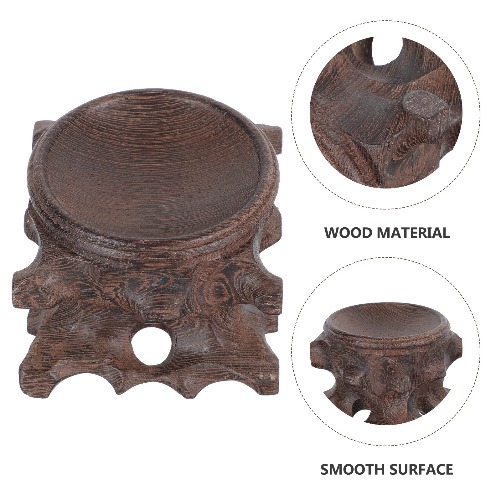 1Pcs Crystal Ball Wooden Base Exquisite Gourd Carving Pedestal Stylish Decorative Stand for Home Office Photography Prop