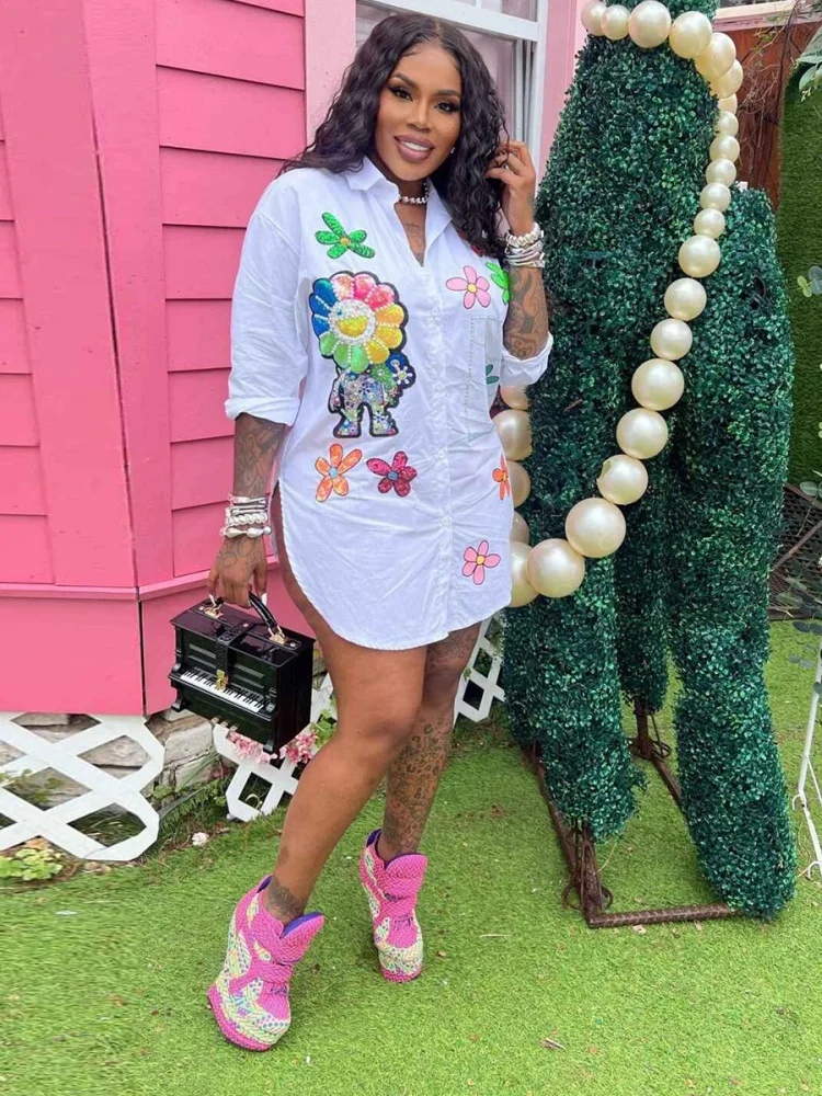 

Three Sisters 2025 Summer Fashion New Women's Clothing Loose Comfortable Casual Long Sleeve Shirt Printing Trend Women Street