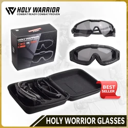 Holy Warrior Goggles Ballistic Glasses 3pcs of Lens Tactical Airsoft Hunting Air Gun Shooting Outdoor Set Combination EHY