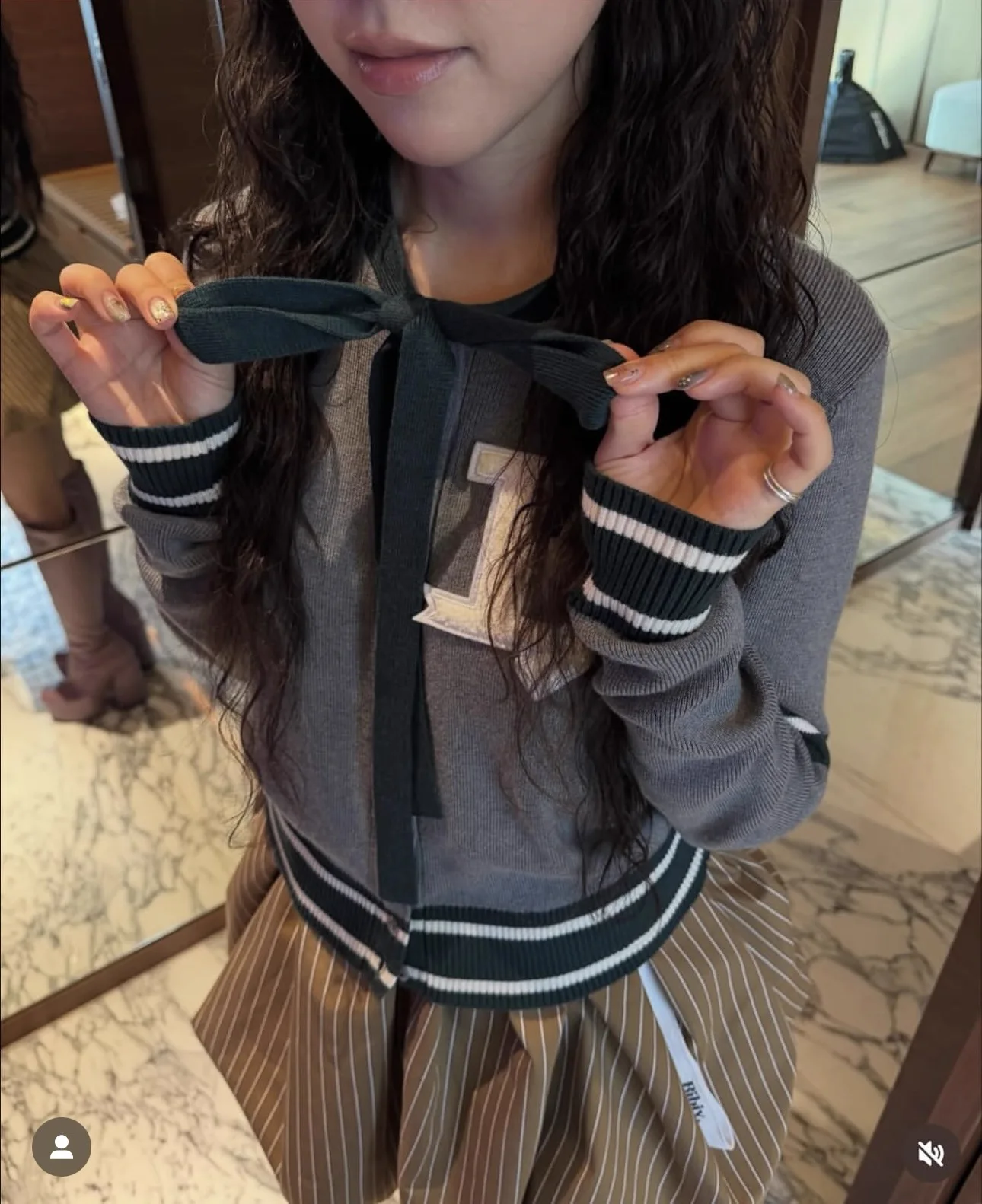 Bibi Casual Color Block Letter Knitwear Loose Fit Commute Style Long Sleeve round Neck Sweater for Women Autumn Winter