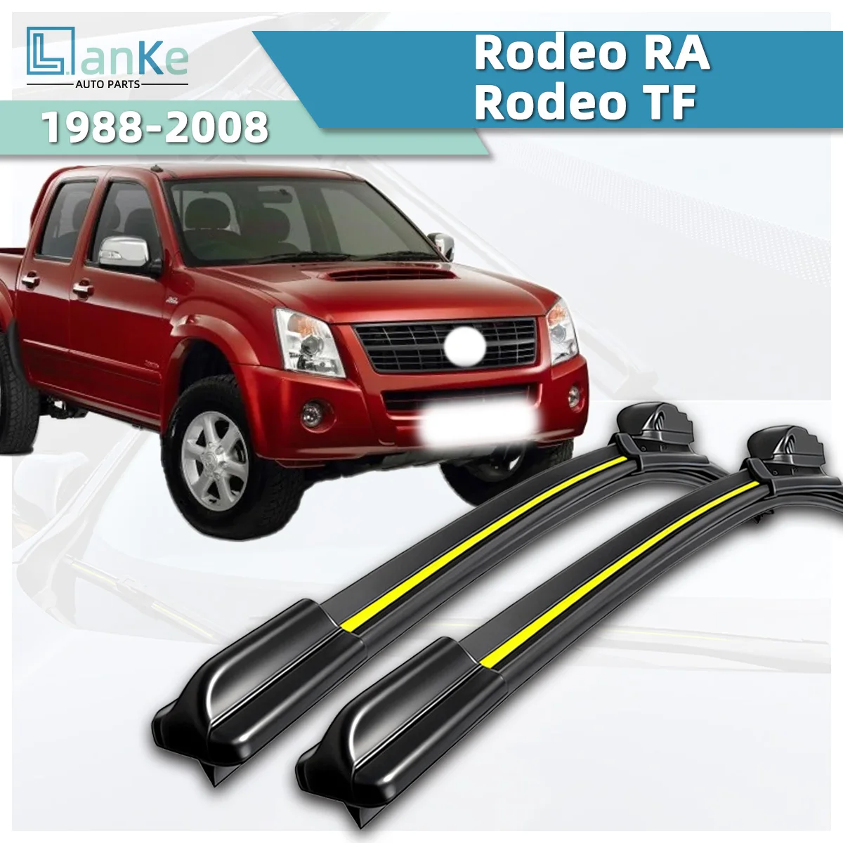 Lanke Scheibenwischer passend für Holden Rodeo RA/TF (1988-2008) Naturkautschukstreifen, knochenlos, geräuscharm, für Autoscheiben, Frontscheibenwischer, Autoteile