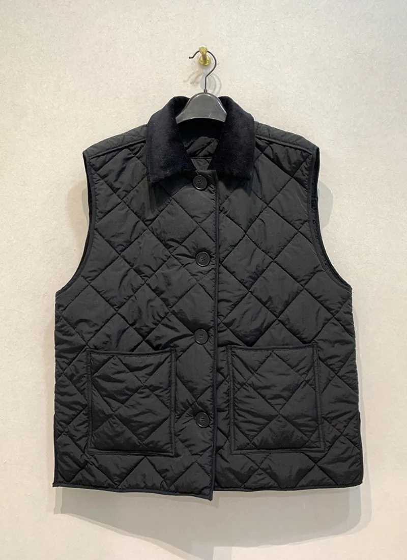 Kuzuwata 2024 Winter Vintage Cotton Simple Solid Vest Casual Single Breasted Warm Portable Coat Japan New Inside Minority Jacket