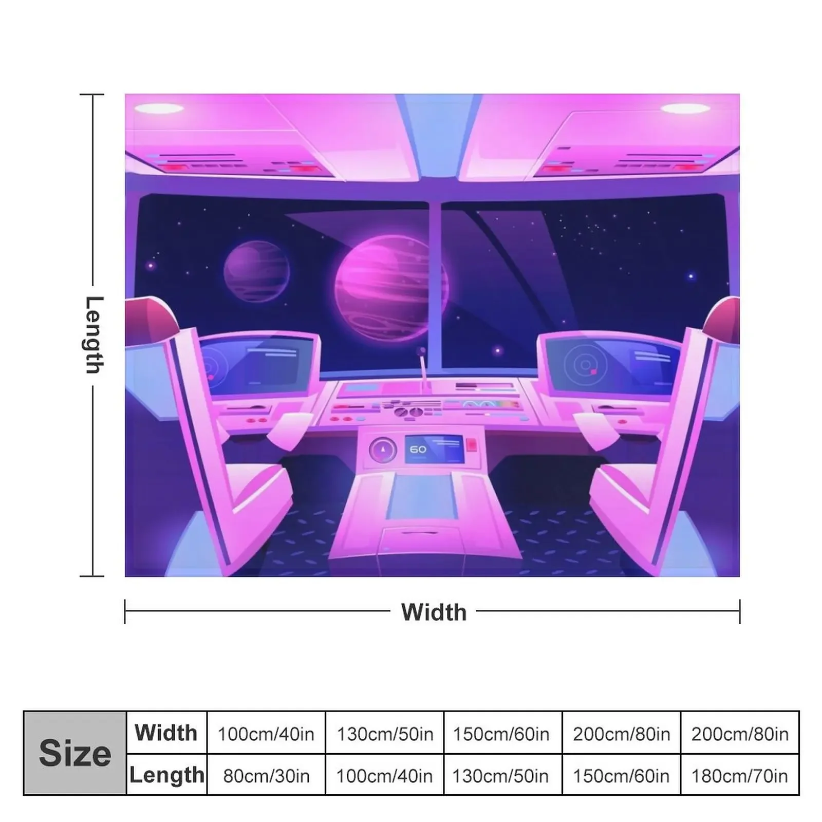 Synthwave Space: spaceship cockpit Throw Blanket Decorative Throw Moving Blankets