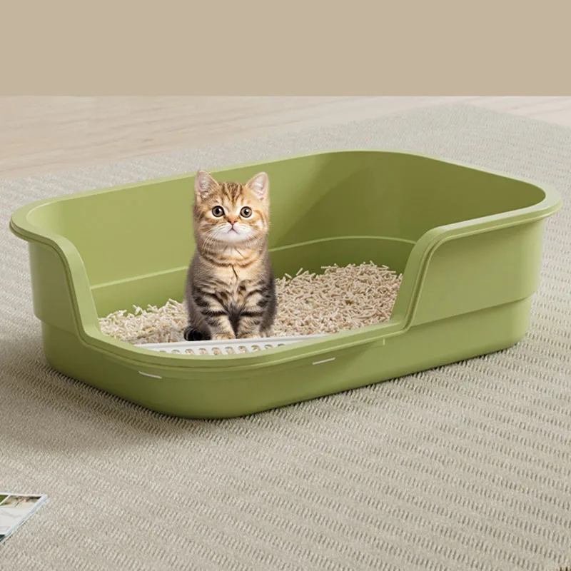 

1pc Semi Enclosed Cat Litter Box Anti Splashing Cat Toilet Sand Box with Litter Shovel Pet Bedpan Tray Pet Cleaning Supplies