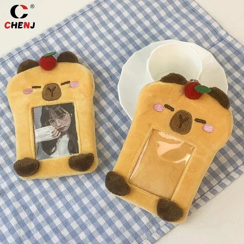 الكرتون القطيفة كابيبارا Photocard حامل المفاتيح لطيف كابيبارا بطاقة الأكمام الإبداعية Kawaii بطاقة الغطاء الواقي قلادة