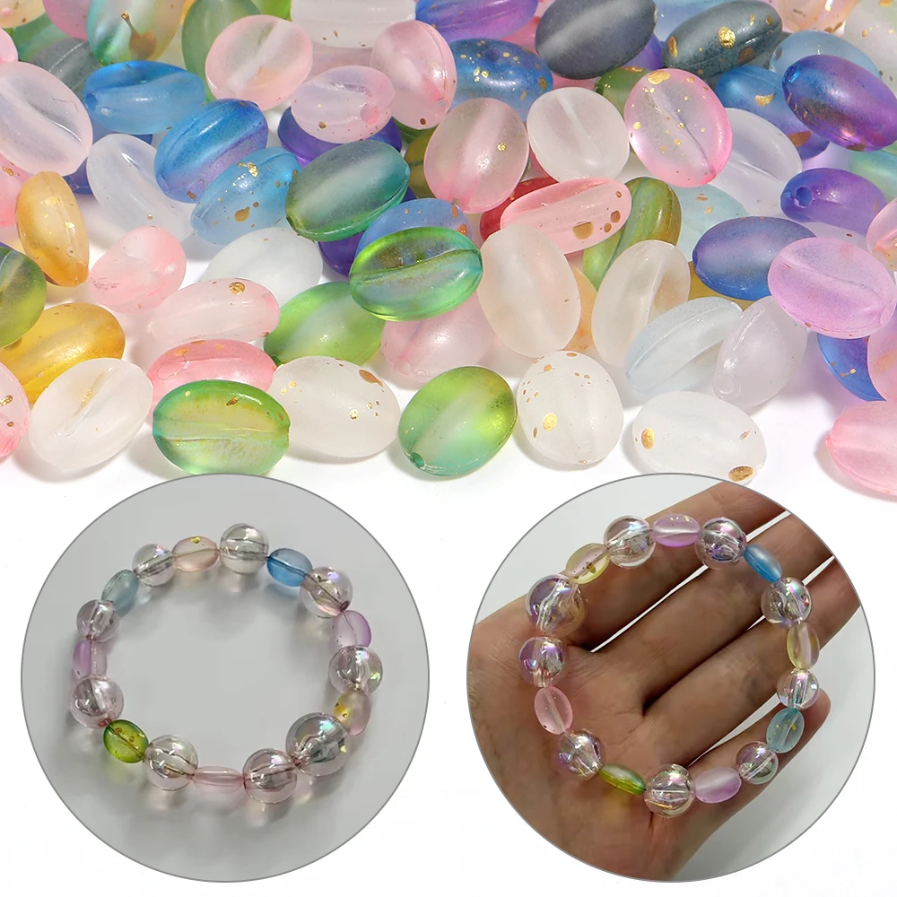 100 Stück zweifarbige, goldfarbene, mattierte Acrylperlen, Kaffeebohnen-Form, lose Abstandsperlen für die Schmuckherstellung, DIY-Armband, Halskette, Zubehör – Detail 2