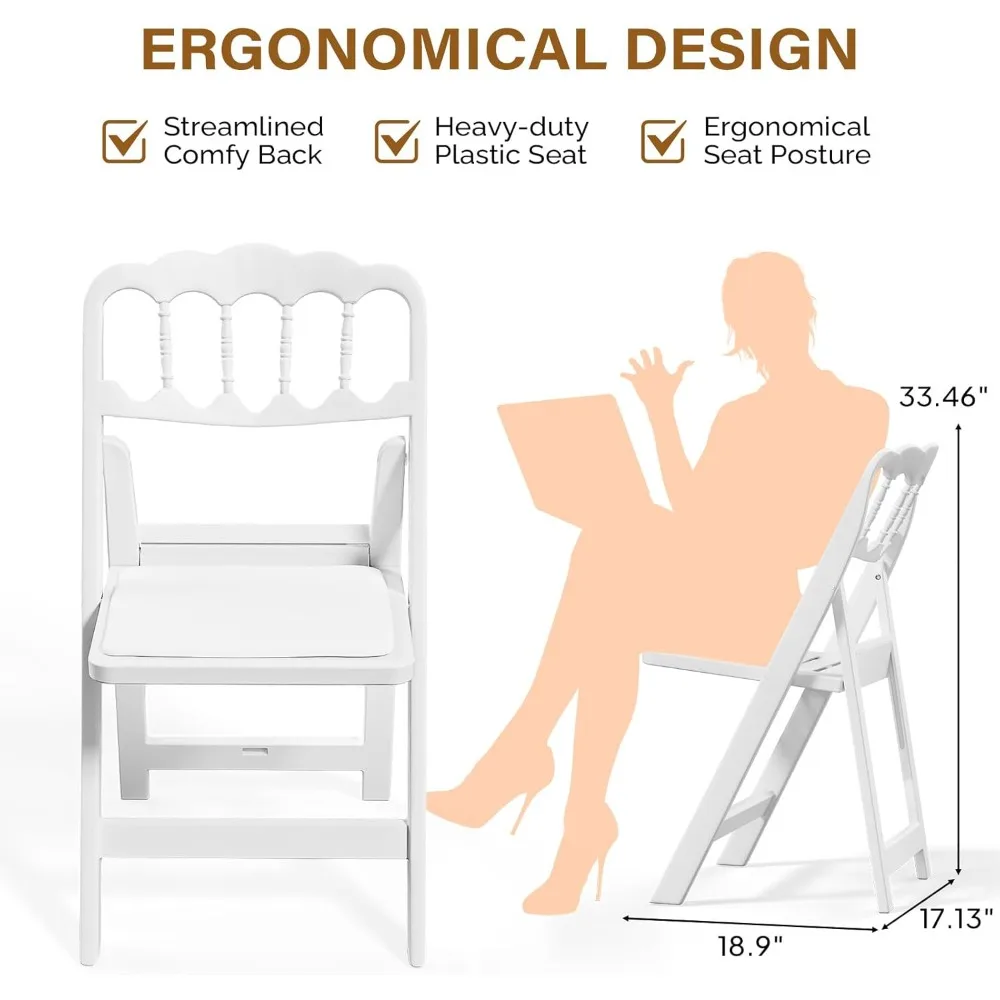 Resin Plastic Folding Chairs with Hollow Seats, 350 lbs Capacity, Ideal for Events and Parties