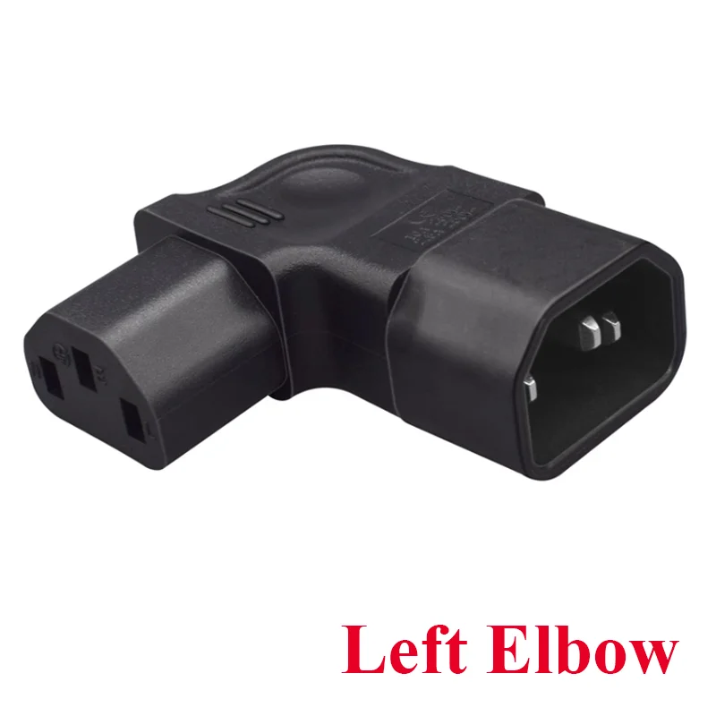 أسود الزاوية اليمنى/اليسرى 10A 250 فولت IEC320 C14 ذكر إلى C13 أنثى وعاء قابس مهايئ الطاقة لتلفزيون LED جدار جبل