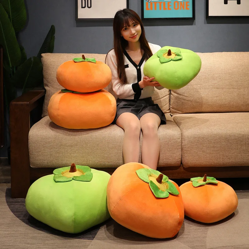 Kawaii Plush Persimmon Dolls Cute Super Soft Plants Auspicious Gift Home Decor Sofa Bedroom Cushion