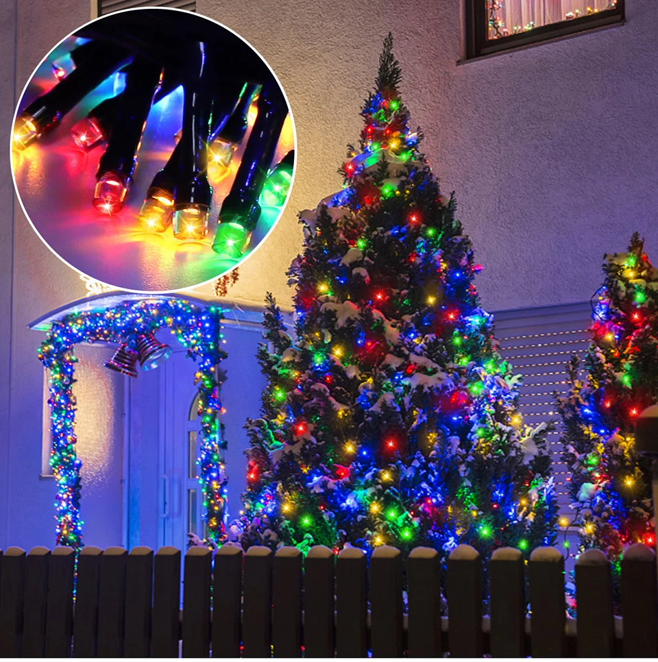 Energy Saving LED Outdoor Garden String Lights 10M 20M 30M 50M 100M Solar/EU/US Plug Charging LED Christmas Lawn Luminous Lamp