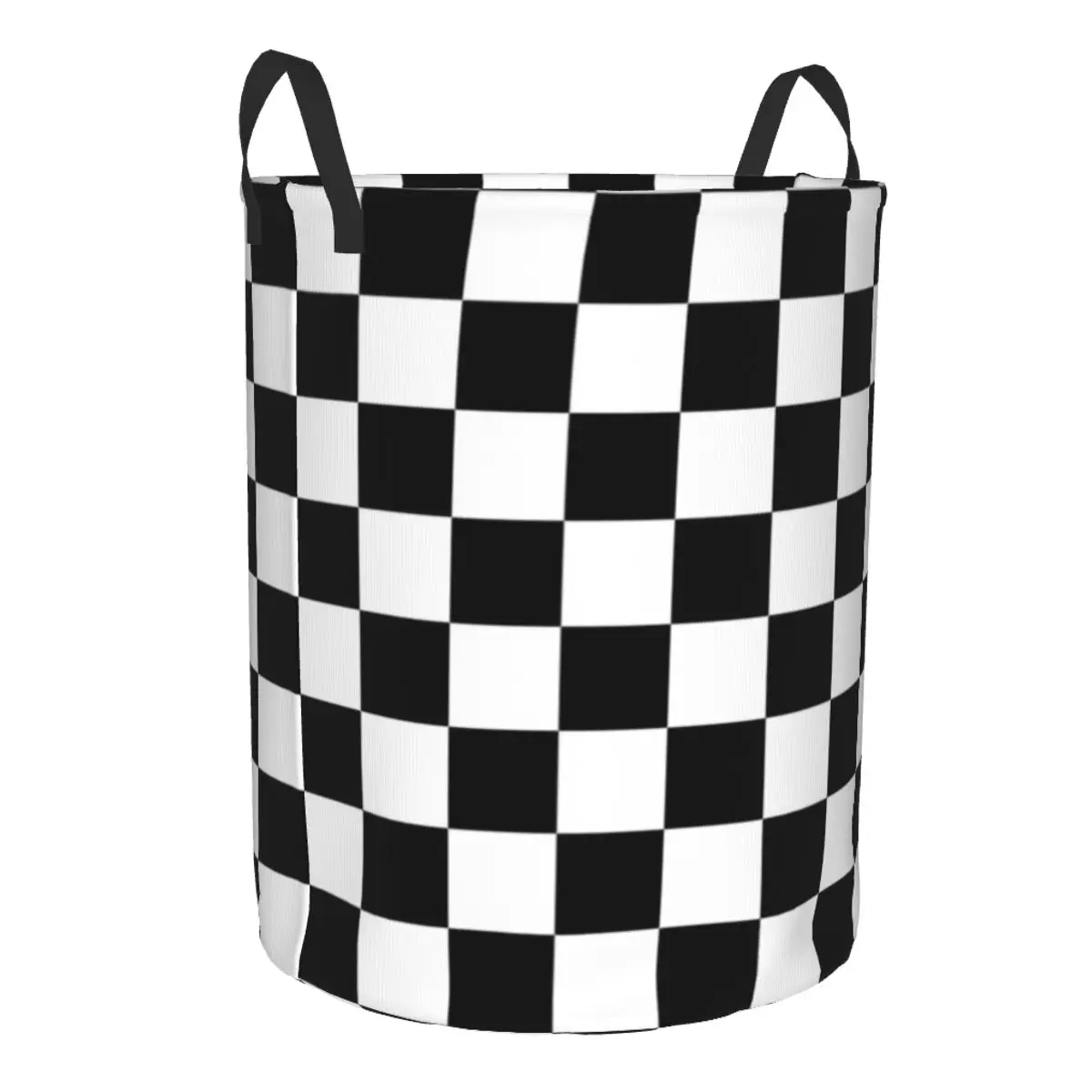 Black And White Checkerboard Pattern Laundry Basket Collapsible Geometric Tartan Clothing Hamper Toys Organizer Storage Bins