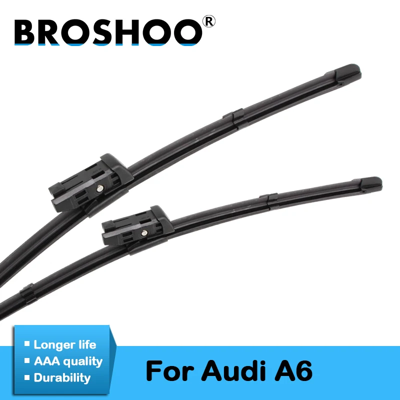 BROSHOO Car Windshield Wiper Blade Rubber For AUDI A6 C5 C6 4F C7 1997 To 2017 Fit Hook/Side Pin/Slider/Claw Arm Accessories