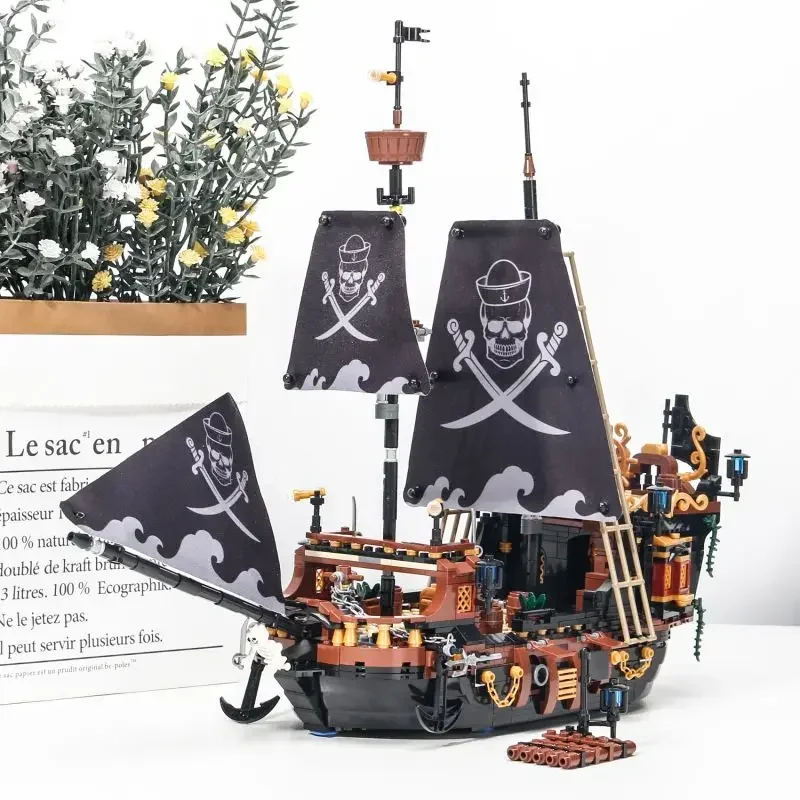 Pirate Ship Building Blocks Sailboat Model Bricks City Traffic Series Creative Desktop Decoraiton Toys For Children Adult Gifts